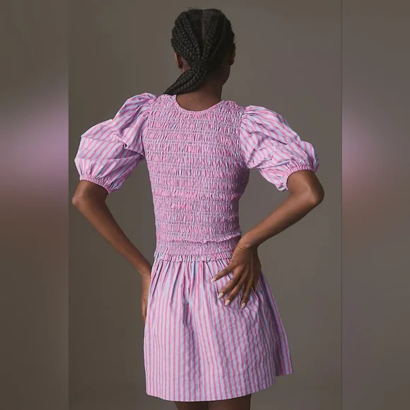 Damson Madder Bluebelle Shirred Mini Dress EU Size 20 /US 16 - Picture 2 of 13